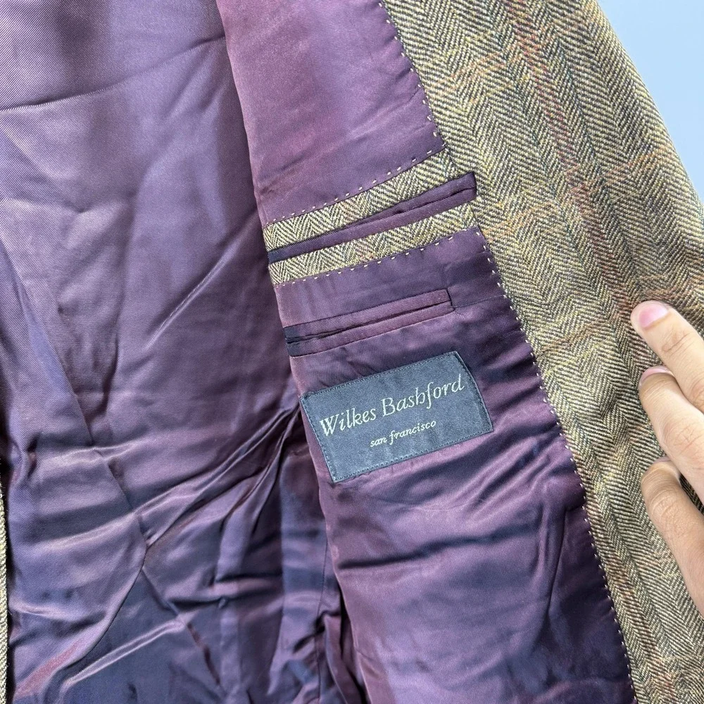 Ermenegildo Zegna Sport Coat Mens 50R Brown Herringbone Wool Cashmere Tweed